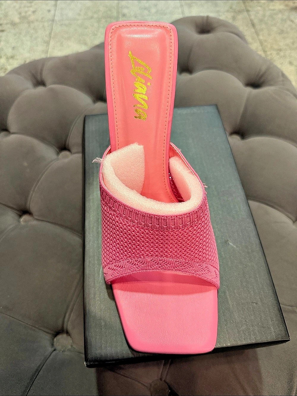 Pink Knit Platform Mule Heels
